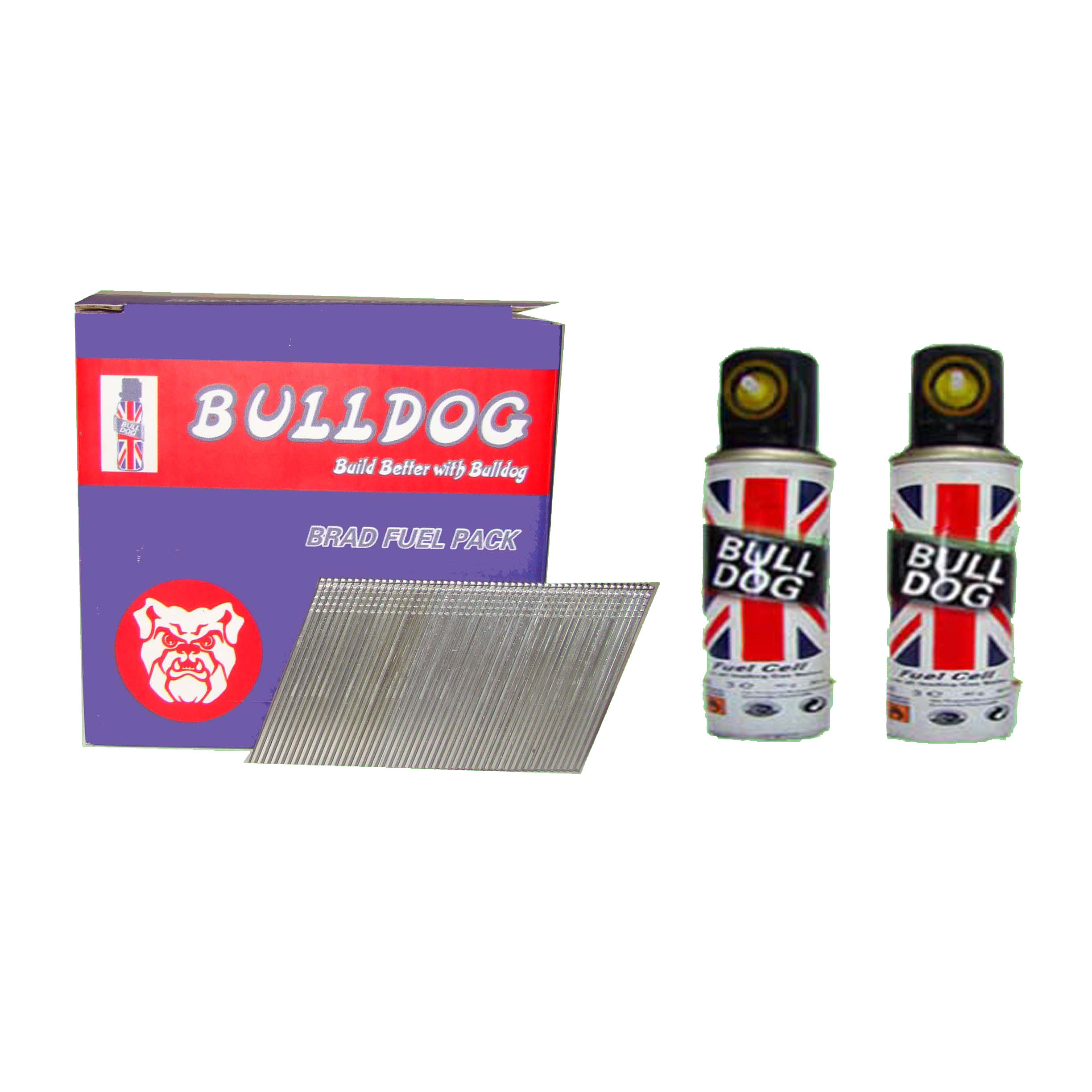 64mm Galvanised Angled Brad Nails - Pack of 2000 Finishing Nails and two Mini Gas Cells